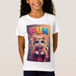 Cute Cat In Floral Kimono Celebrates Fashion T-Shirt
