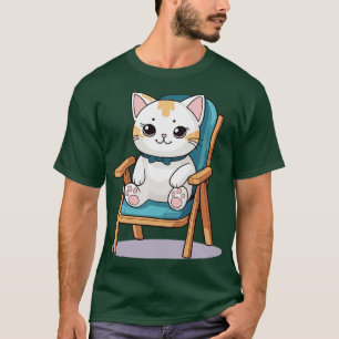 Cute cat in folding chair kawaii T-Shirt