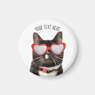 Cute Cat in Heart Glasses Magnet