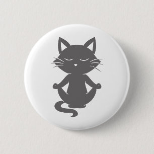 Cute cat in meditation - Choose background color 6 Cm Round Badge