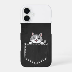 Cute Cat in Pocket Design for Cat Lovers Phone iPhone 16 Case
