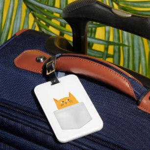 Cute Cat in Pocket ,peek a boo ,Costume Halloween Luggage Tag