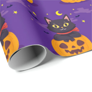 Cute cat in pumpkin Wrapping Paper