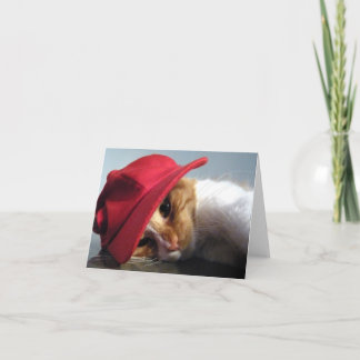 Cute Cat in Red Cap Blank Note Card