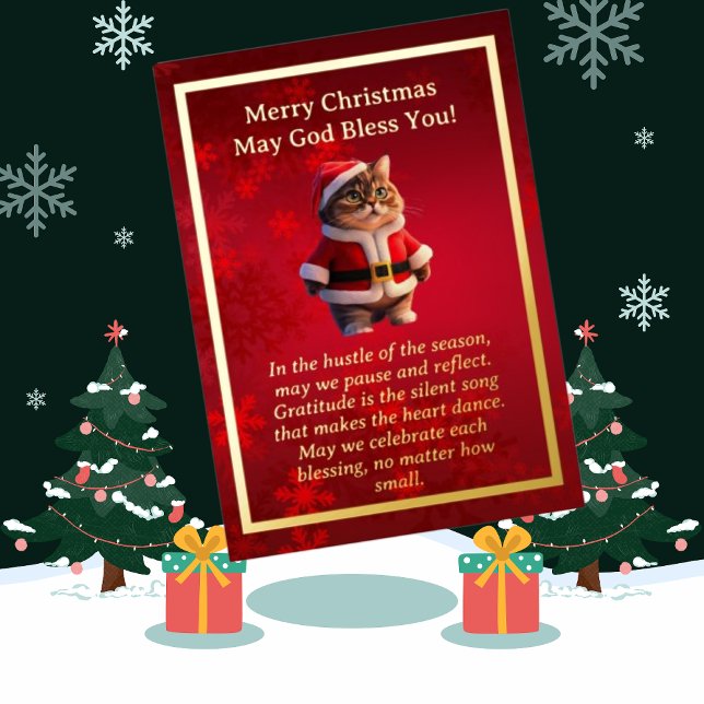Cute Cat in Santa Hat Foil Card (Creator Uploaded)