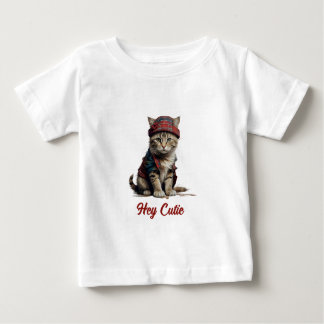 cute cat in scottish disguise baby T-Shirt