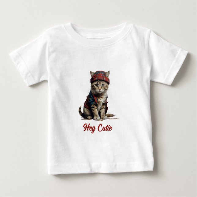 cute cat in scottish disguise baby T-Shirt (Front)