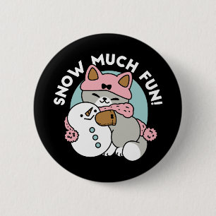 Cute Cat in Snow Gear with Snowman Art 6 Cm Round Badge