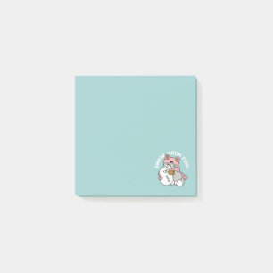 Cute Cat in Snow Gear with Snowman Art Post-it Notes