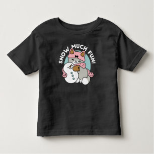 Cute Cat in Snow Gear with Snowman Art Toddler T-Shirt
