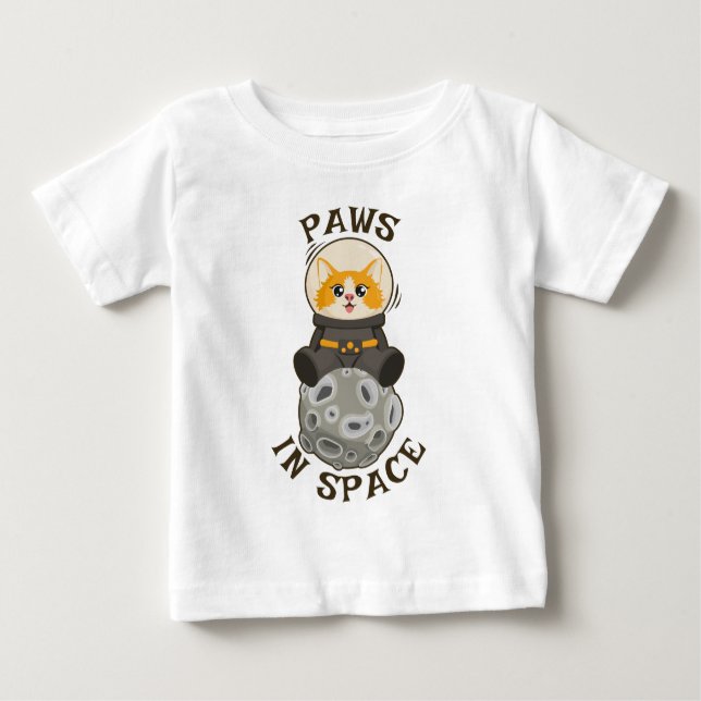 Cute Cat in space Cat Astronaut Cosmic animal Moon Baby T-Shirt (Front)