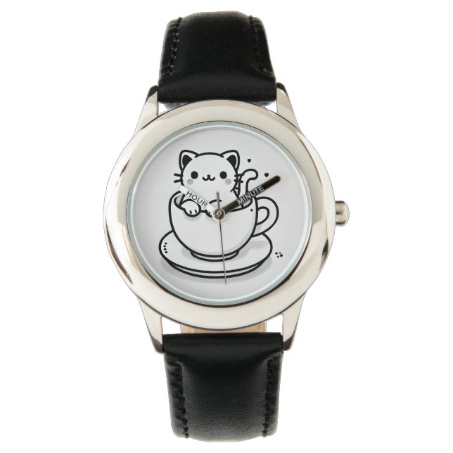 Cute Cat in Teacup Watch (Front)