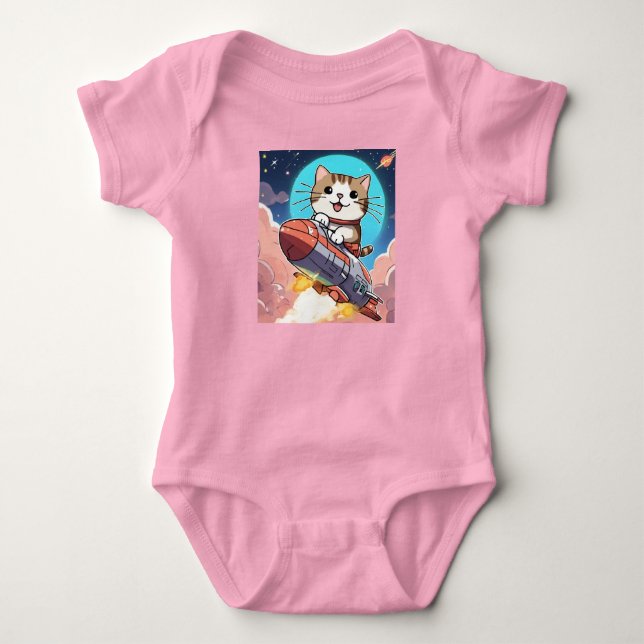 Cute Cat In The Space  Baby Bodysuit (Front)