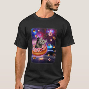 Cute Cat Inside Donut In Space Boy Girl Donut Kitt T-Shirt