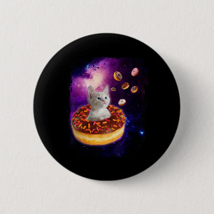 Cute Cat Inside Doughnut In Space Boys Girl - Kitt 6 Cm Round Badge