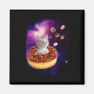 Cute Cat Inside Doughnut In Space Boys Girl - Kitt Magnet