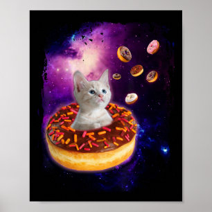 Cute Cat Inside Doughnut In Space Boys Girl - Kitt Poster