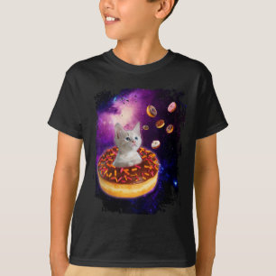 Cute Cat Inside Doughnut In Space Boys Girl - Kitt T-Shirt