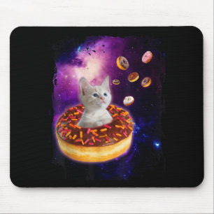 Cute Cat Inside Doughnut In Space Kitty Lovers Mouse Pad