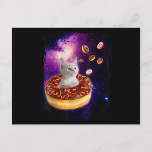 Cute Cat Inside Doughnut In Space Kitty Lovers Postcard