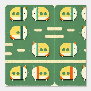 Cute Cat-Inspired Cartoon Train Design Wallpaper