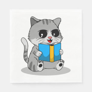 Cute Cat is reading a book Napkin
