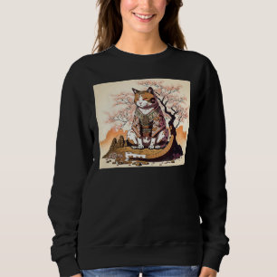 cute cat Japanese Aesthetic Sakura Cherry Blossoms Sweatshirt