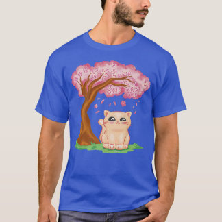 Cute Cat Kawaii Japanese Cherry Blossom Sakura Ani T-Shirt