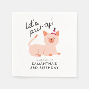 Cute Cat Kids Birthday Party Orange Kitten Napkin
