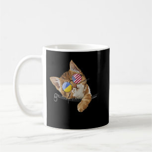 Cute Cat Kitten American Ukrainian Flag Sunglusses Coffee Mug