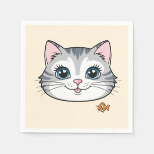Cute cat kitten animals pet cartoon Birthday Napkin