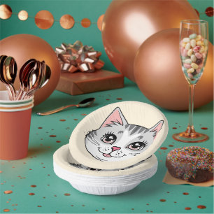 Cute cat kitten animals pet cartoon Birthday Paper Plate