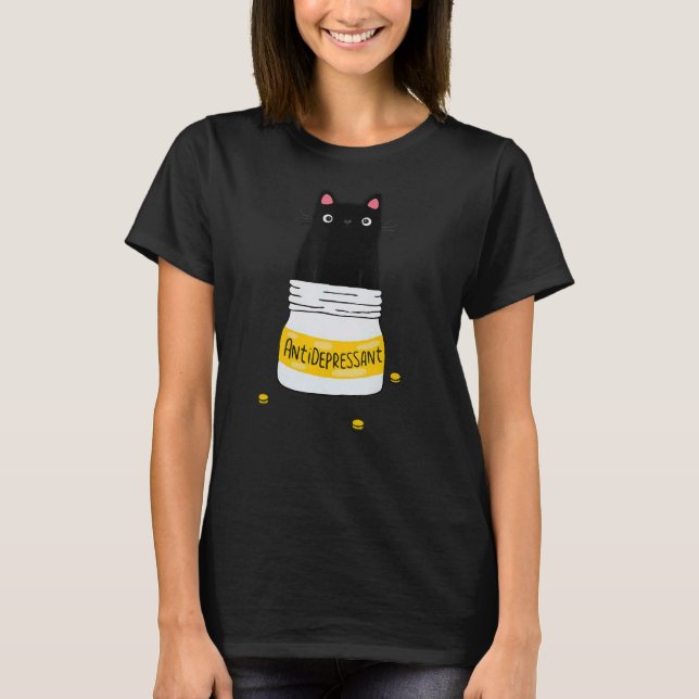 Cute Cat Kitten Antidepressant Apparel to Forensic T-Shirt (Front)