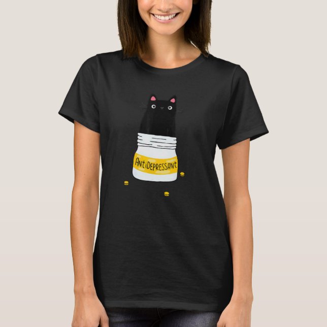 Cute Cat Kitten Antidepressant Apparel to Forensic T-Shirt (Front)