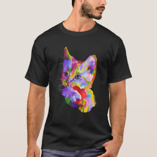 Cute Cat Kitten Colourful Pop Art Style Kitty Love T-Shirt