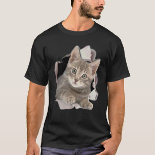 Cute Cat Kitten Crack   Tabby Cat Kitten Torn T-Shirt