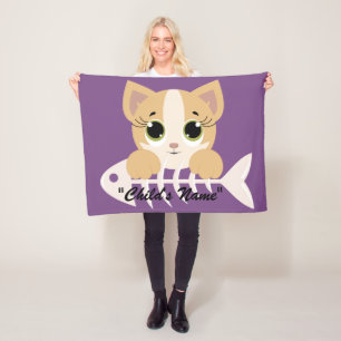 Cute Cat Kitten Design Baby Crib Fleece Blanket