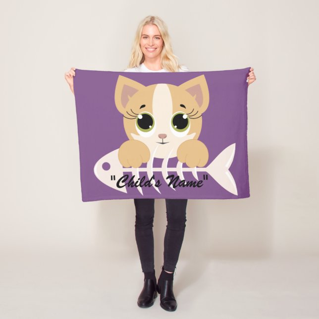 Cute Cat Kitten Design Baby Crib Fleece Blanket (In Situ)