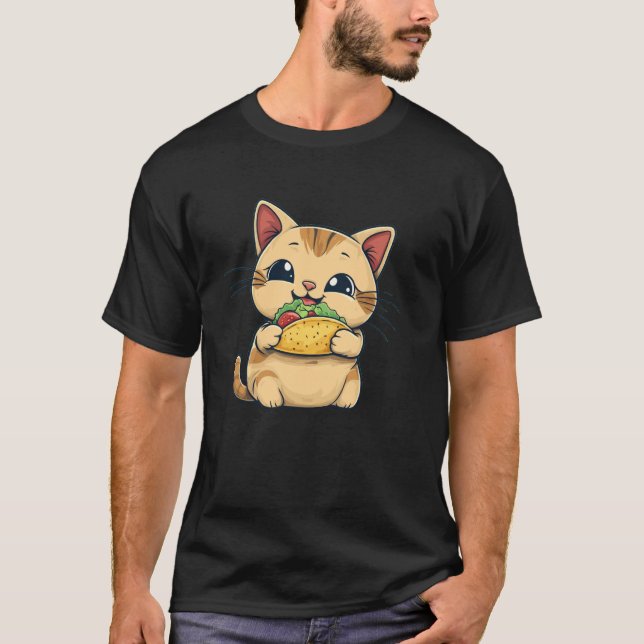 Cute Cat Kitten Eating A Taco T-Shirt (Front)