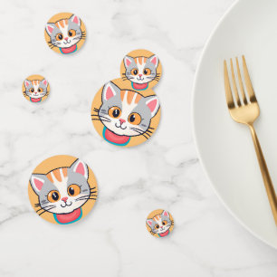 Cute cat kitten Face pet animals Birthday Party  Confetti