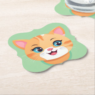 Cute cat kitten Face pet animals Birthday Party Paper Coaster