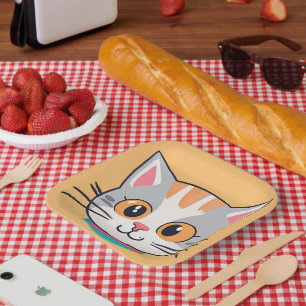 Cute cat kitten Face pet animals Birthday Party  Paper Plate