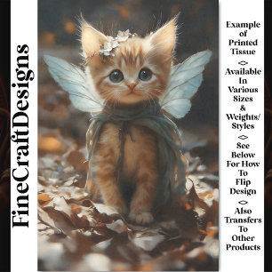 Cute Cat Kitten Fairy In Fall Woods BU6 Decoupage Tissue Paper