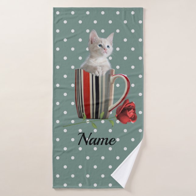 Cute Cat Kitten Pet Lovers Gift  Bath Towel Set (Bath Towel)