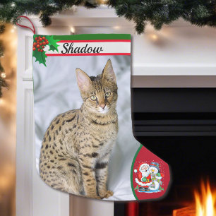 Cute Cat Kitten Photo Christmas Stocking Name