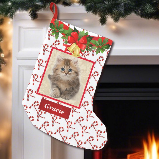 Cute Cat Kitten Photo Christmas Stocking Name (Creator Uploaded)