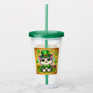 Cute cat/kitten Saint Patrick's Day  Acrylic Tumbler