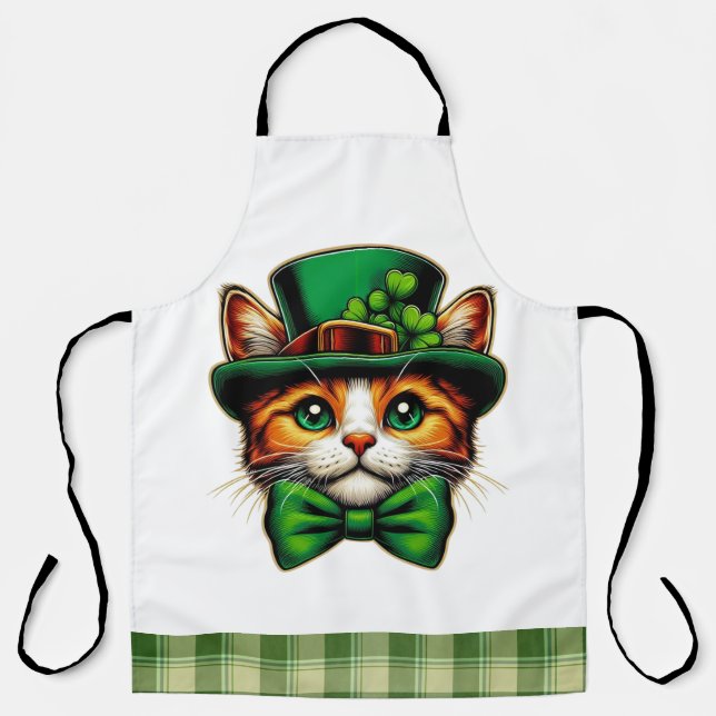 Cute cat/kitten Saint Patrick's Day  Apron (Front)
