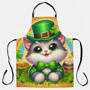 Cute cat/kitten Saint Patrick's Day  Apron