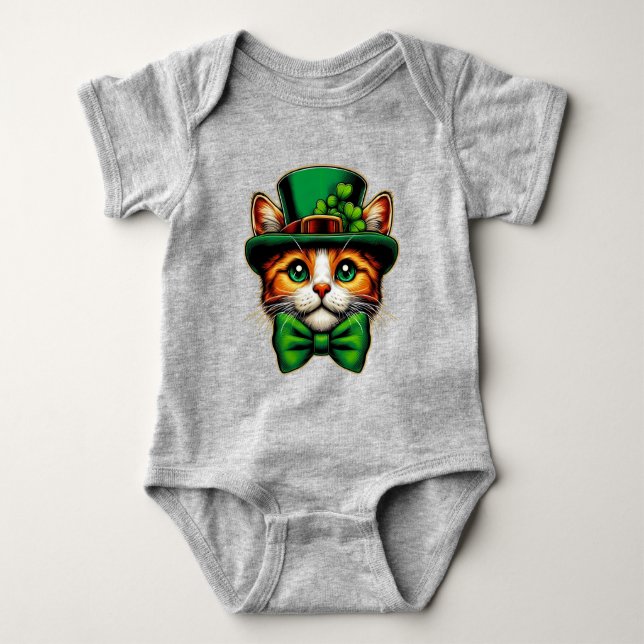 Cute cat/kitten Saint Patrick's Day  Baby Bodysuit (Front)